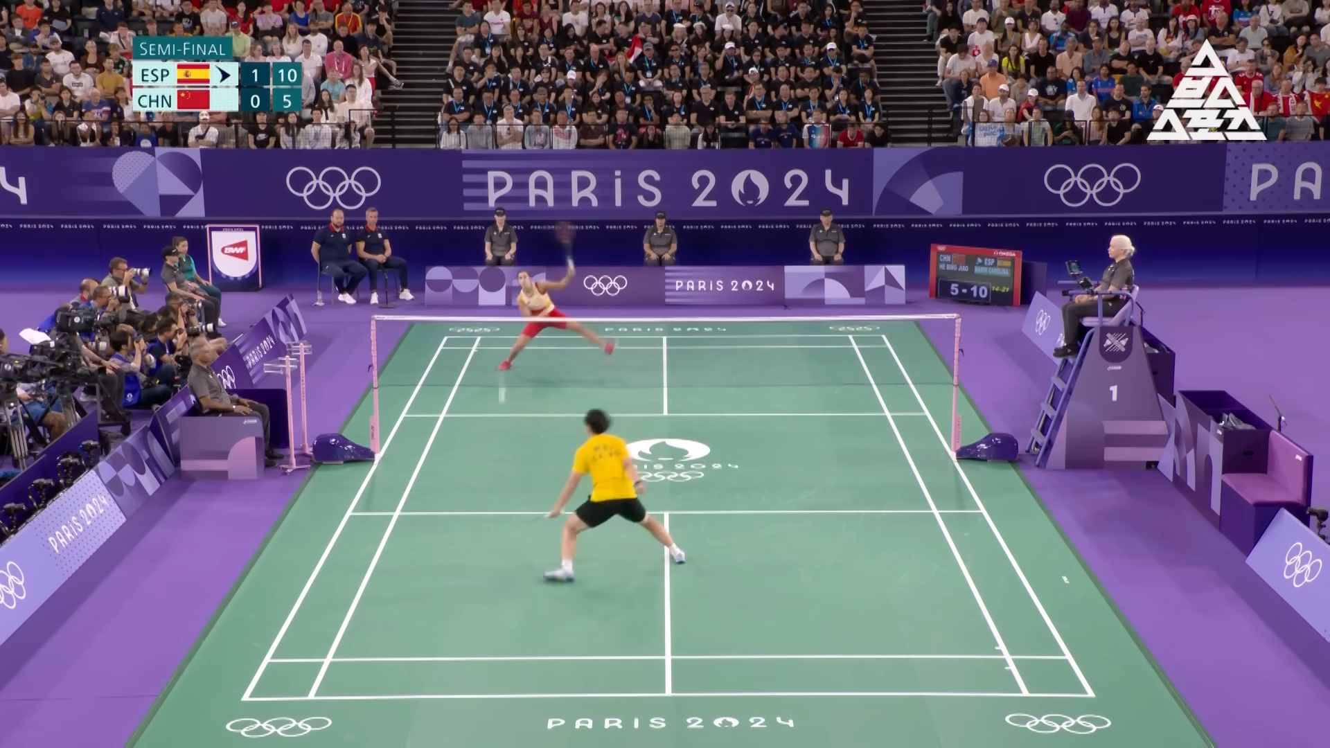 2024 파리올림픽 배드민턴 여자 단식 준결승ㅣ카롤리나 마린 vs 허빙자오 [습츠_파리올림픽] 7-26 screenshot.png